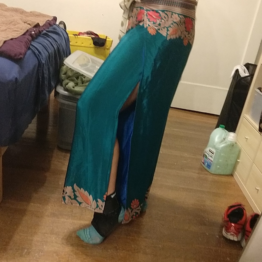 Silk Thai wrap pants reversible